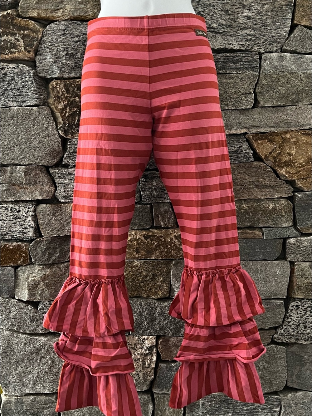 Matilda Jane Pink and Coral Striped Ruffle Leggings